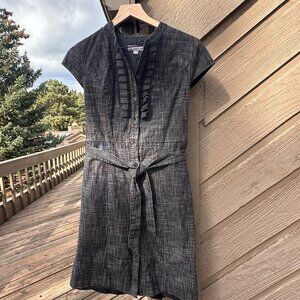 EUC Vintage Merona Tweed Mini Dress with Tuxedo Ruffled Neck